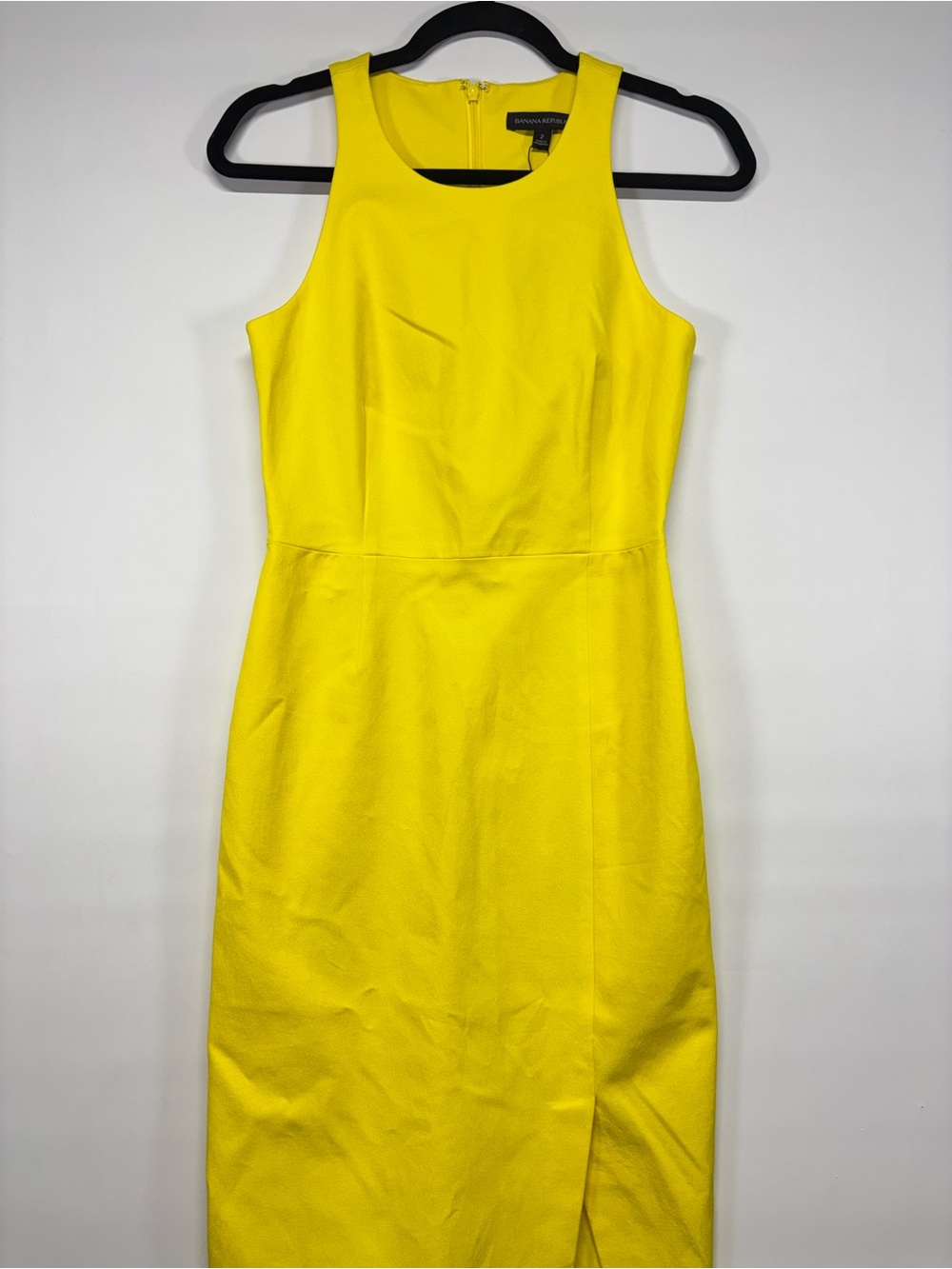 ✨Banana Republic Bright Yellow Midi Sheath Dress Size 2 - Picture 4 of 13